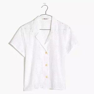 eyelet button up shirt, white, madewell XS